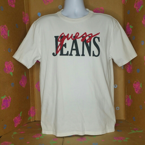 Vintage GUESS JEANS White T Shirt Size Small - Picture 2 of 12